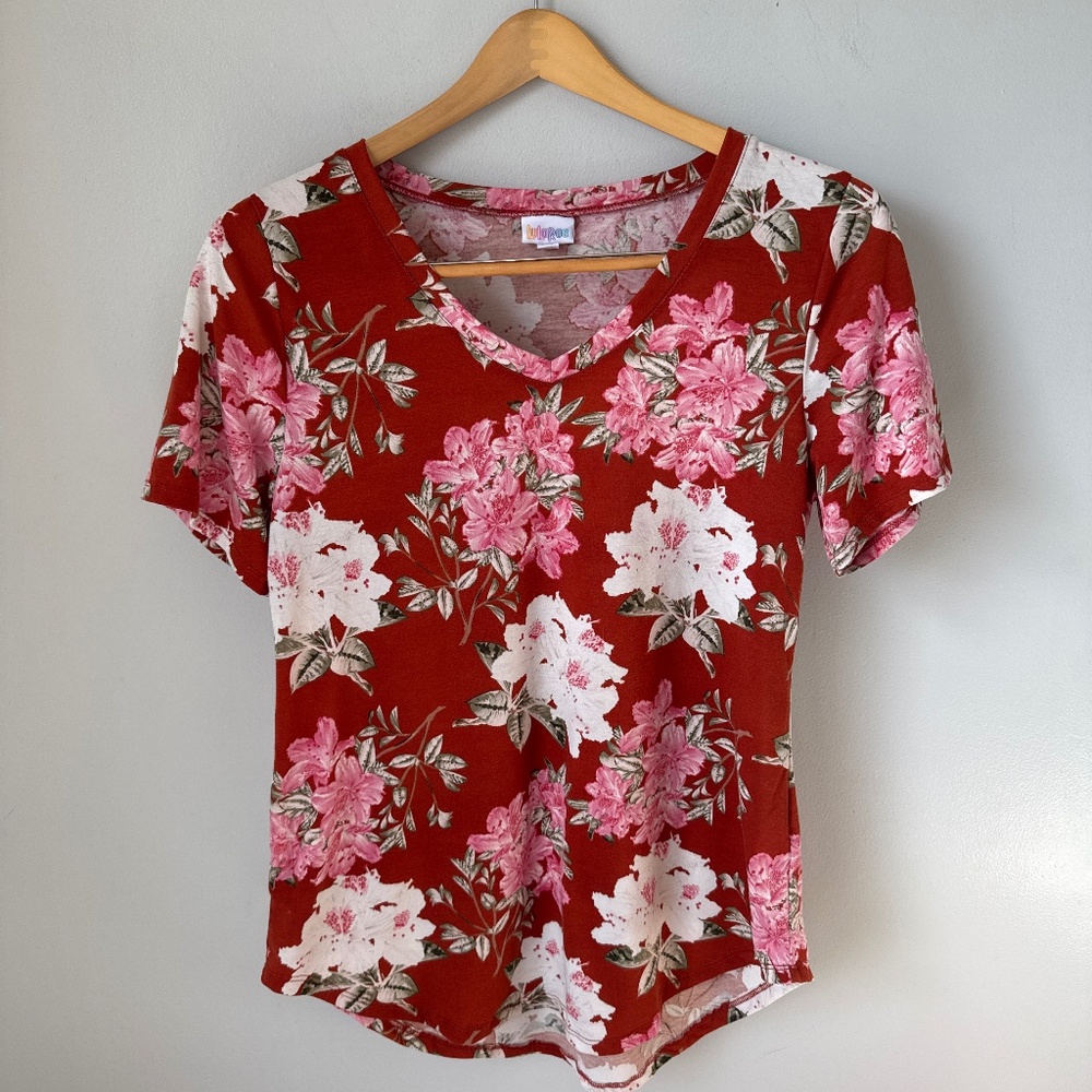 LuLaRoe floral V-neck T-shirt